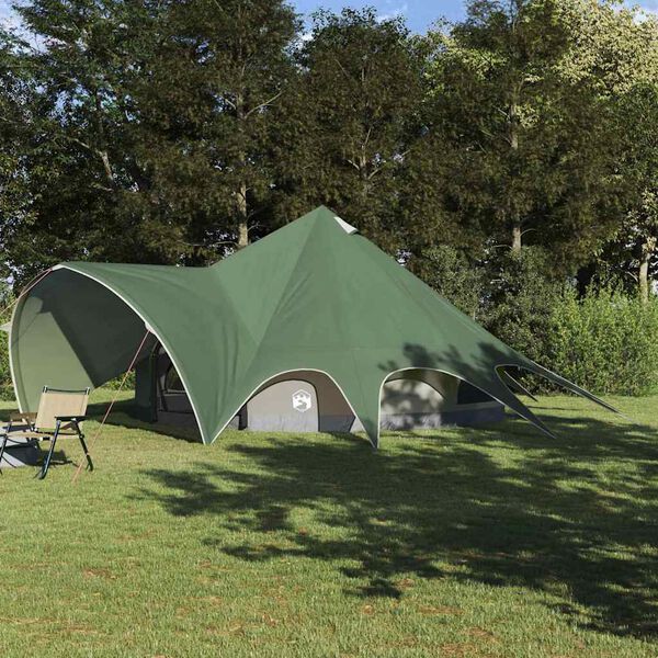 vidaXL Cort Teepee cu acoperiș Verde și gri 600 x 600 x 347 cm