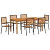 vidaXL Set de masă pentru grădină 7 pcs Negru Lemn Solid de Acacia