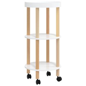 vidaXL Masă cărucior 3 niveluri alb 38x38x82cm lemn prelucrat/lemn pin