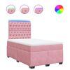 vidaXL Pat box spring cu saltea, roz, 120x200 cm, catifea