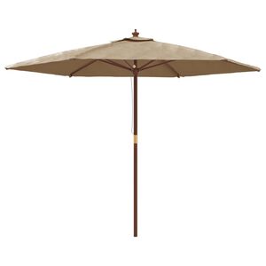 vidaXL Umbrelă de soare de grădină st&acirc;lp de lemn, gri taupe, 299x240cm
