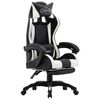 vidaXL Scaun de racing, suport picioare, alb/negru, piele ecologică