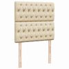 vidaXL Pat box spring cu saltea, crem, 80x200 cm, textil