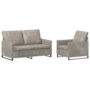 vidaXL Set de canapea 2 pcs Gri deschis Material din microfibră