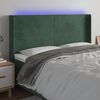 vidaXL Tăblie de pat cu LED, verde &icirc;nchis, 203x16x118/128 cm, catifea