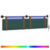 vidaXL Tăblie de pat suspendată Cu lumină LED Verde &icirc;nchis PU antic