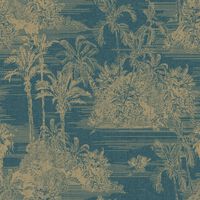 DUTCH WALLCOVERINGS Tapet „Tropical”, albastru închis și auriu