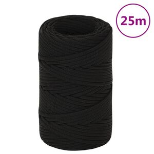 vidaXL Fr&acirc;nghie de lucru, negru, 2 mm, 25 m, poliester