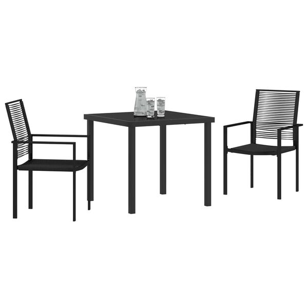 vidaXL Set de masă pentru grădină 3 pcs Negru
