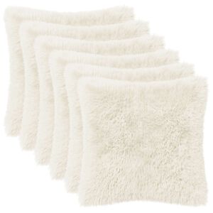 vidaXL Pernă cu pernă HEERLEN 6 buc. Alb Fleece PV