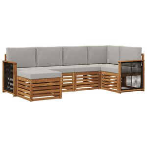 vidaXL Set canapea sectională cu pernă 5 pcs Natural și gri deschis