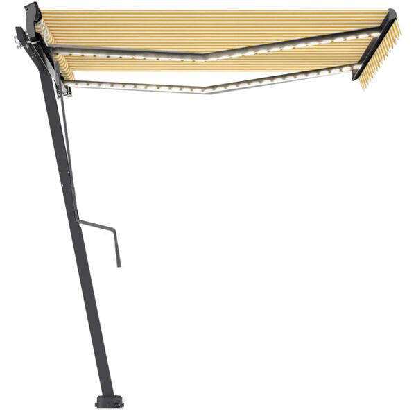 vidaXL Copertină autonomă retractabilă automat, galben&alb, 350x250 cm
