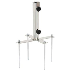 vidaXL Suport de umbrelă cu țăruși de sol, argintiu, &Oslash;32-38 mm, oțel