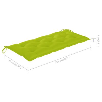 vidaXL Balansoar cu pernă verde crud, 120 cm, lemn masiv tec