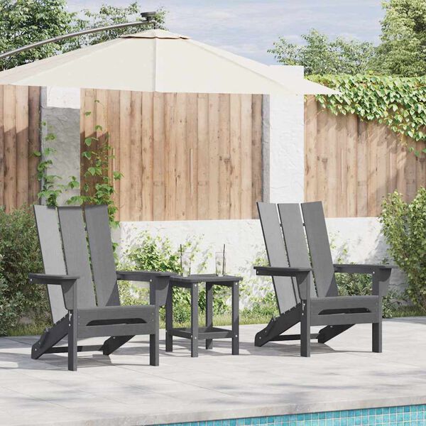 vidaXL Scaun pentru Grădină 3 pcs Gri deschis 80.5 x 74.5 x 92 cm