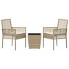 vidaXL Set Bistro de Grădină 3 pcs Bej Rattan poli