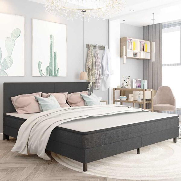 vidaXL Cadru pat continental, gri, 200x200 cm, material textil