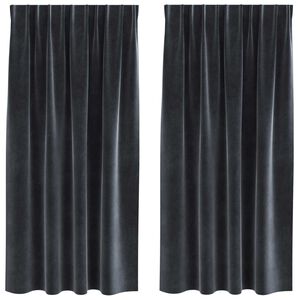 vidaXL Perdele opace 2 pcs Gri &icirc;nchis 140 x 175 cm Catifea