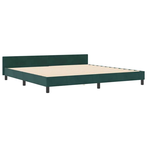 vidaXL Pat cu arcuri cu headboard Verde &icirc;nchis 200 x 200 cm Catifea