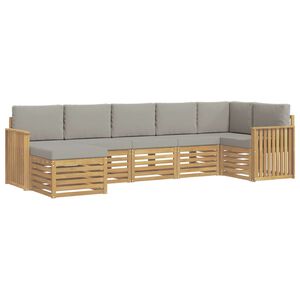 vidaXL Set de canapele de exterior 7 buc. Alb și gri deschis
