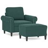 vidaXL Fotoliu canapea cu taburet, verde &icirc;nchis, 60 cm, catifea