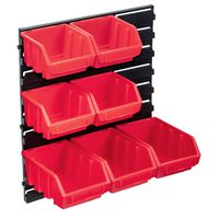 vidaXL Set cutii de depozitare 8 piese cu panou de perete, roșu&negru