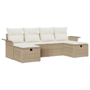 vidaXL Set de canapele pentru grădină cu pernă 6 pcs Bej Rattan poli