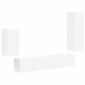 vidaXL Set comodă TV Pe perete 4 pcs Alb Lemn compozit