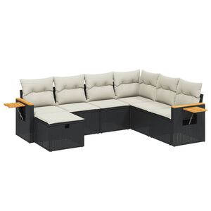 vidaXL Set canapele de grădină cu perne, 7 piese, negru, poliratan