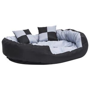 vidaXL Pernă reversibilă lavabilă pt c&acirc;ini gri și negru, 110x80x23 cm