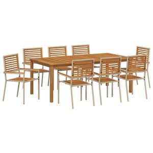 vidaXL Set de masă pentru grădină 9 pcs Bej Lemn Solid de Acacia
