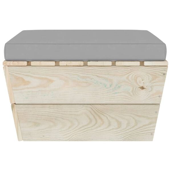 vidaXL Taburet de grădină din paleți cu pernă, lemn de molid tratat