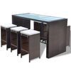 vidaXL Set mobilier bar de grădină cu perne, 7 piese, maro, poliratan