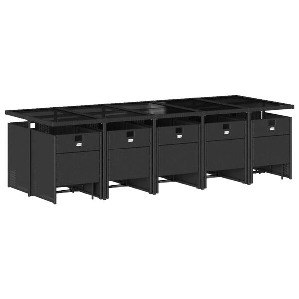 vidaXL Set mobilier de grădină cu perne, 15 piese, negru, poliratan