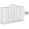 vidaXL Coșuri gabion arcuite 3 buc, 200x50x120/140 cm, fier galvanizat