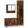 vidaXL Set mobilier de baie, 3 piese, stejar fumuriu, lemn prelucrat