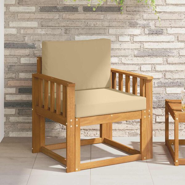 vidaXL Canapea de exterior Lemn de acacia solid și poliester natural