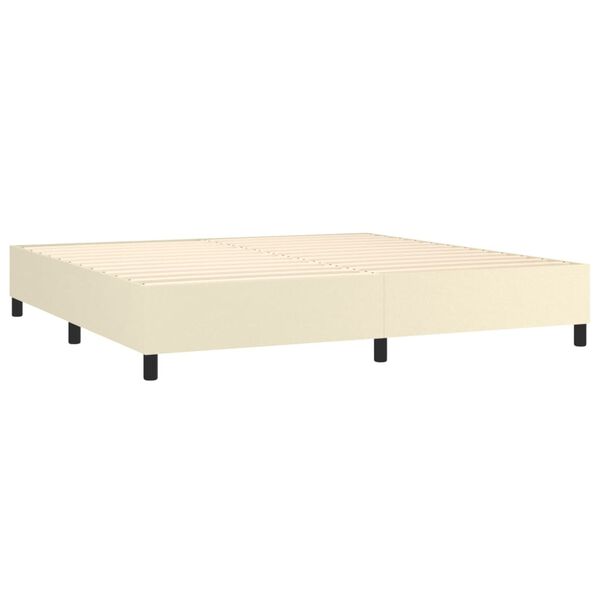 vidaXL Pat continental cu saltea, crem, 200x200 cm, piele ecologică