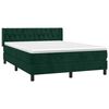 vidaXL Pat box spring cu saltea, verde &icirc;nchis, 140x200 cm, catifea