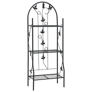 vidaXL Suport de plante, 3 niveluri, negru, 52 x 28 x 128 cm, fier