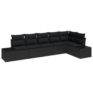 vidaXL Set de canapele pentru grădină 6 pcs Negru poliratan