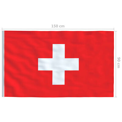 vidaXL Steag Elveția și stâlp din aluminiu, 6,2 m