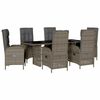 vidaXL Set mobilier de grădină cu perne, 7 piese, gri, poliratan