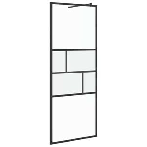 vidaXL Zid de duș walk-in Negru 80 x 195 x 0,5 cm Sticlă și Aluminiu