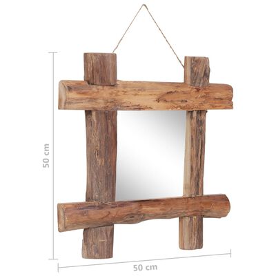 vidaXL Oglindă cu ramă bușteni, natural, 50x50 cm, lemn masiv reciclat