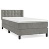 vidaXL Pat box spring cu saltea, gri deschis, 90x190 cm, catifea