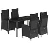 vidaXL Set mobilier de grădină cu perne, 5 piese, negru, poliratan