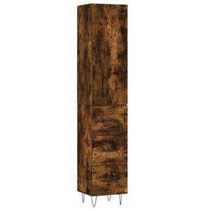 vidaXL Dulap &icirc;nalt, stejar fumuriu, 34,5x34x180 cm, lemn prelucrat