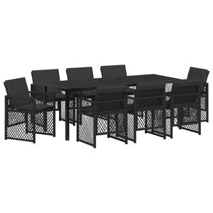 vidaXL Set de masă pentru grădină 9 pcs Negru poliratan