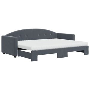 vidaXL Pat de zi cu extensie și saltele gri &icirc;nchis 80x200 cm catifea